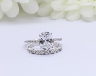 Alljoy Classic Engagement Ring w//Oval Brilliant White CZ