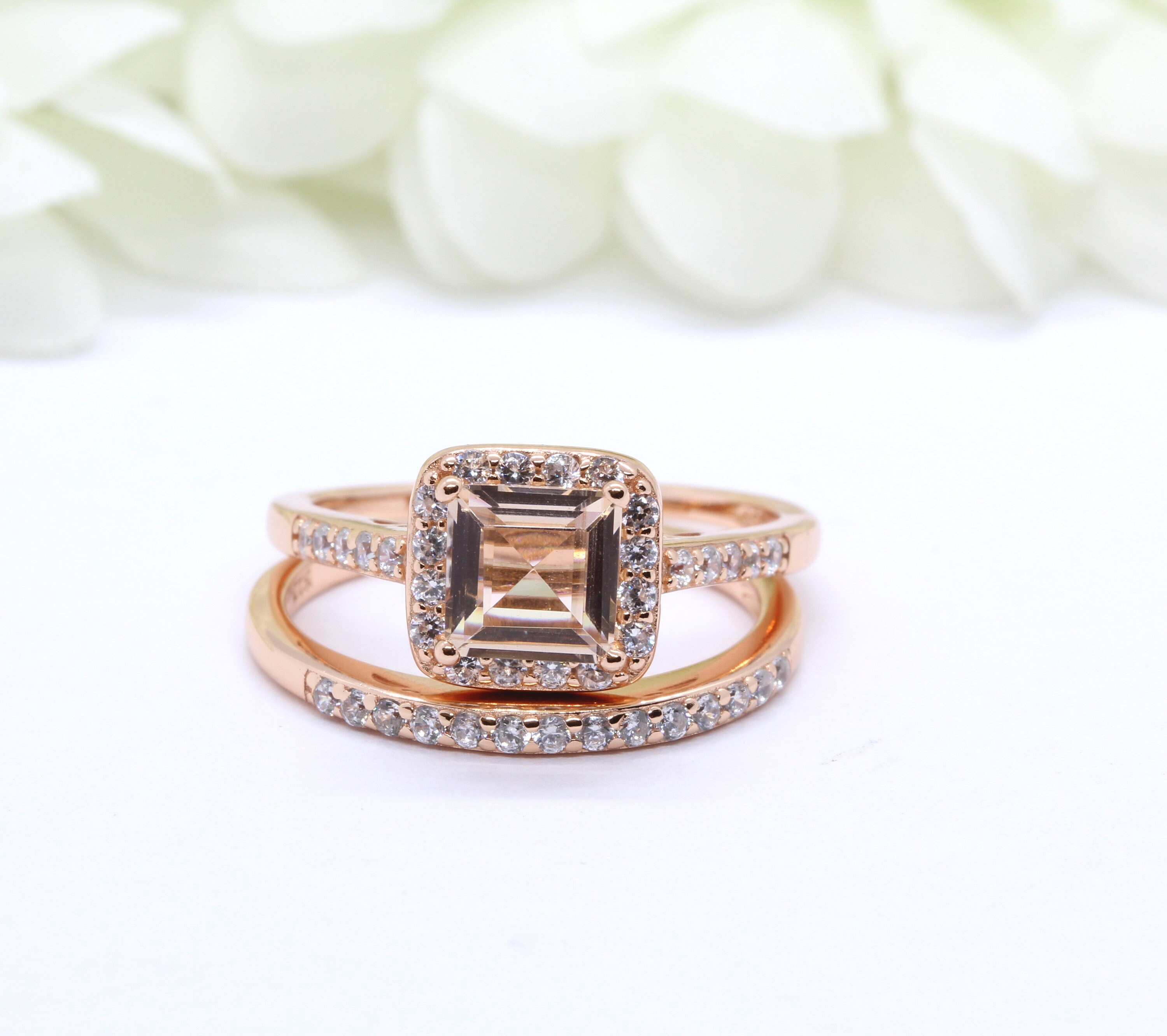 Wedding Engagement Bridal Simulated Morganite CZ Solitaire Stud Earrings Rose Tone 925 Sterling Silver Choose Color Wedding Engagement Bridal Simulated Morganite CZ Solitaire Stud Earrings Rose Tone 925 Sterling Silver Choose Color