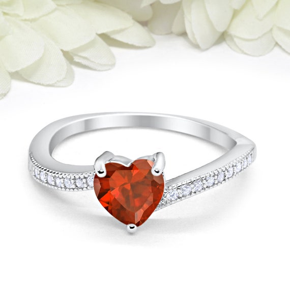 Mia Diamonds 925 Sterling Silver Solid Garnet Ring