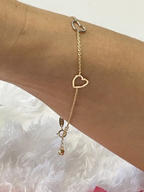 18ct Yellow Gold 3 Hearts Bracelet - Cerrone