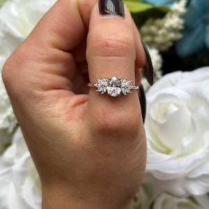 1.20 Carat Oval Art Deco Marquise Diamond CZ Vintage Wedding Engagement Bridal Ring 925 Sterling Silver Choose Color