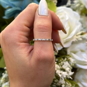 Black Sterling Silver Eternity Band Ring: Amethyst & Simulated Diamond