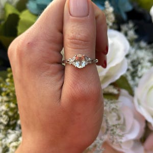 NATURAL GENUINE Oval 1.20 Ct Green Amethyst 925 Sterling Silver Round Diamond CZ Art Deco Vintage Wedding Engagement Bridal Ring Butterfly