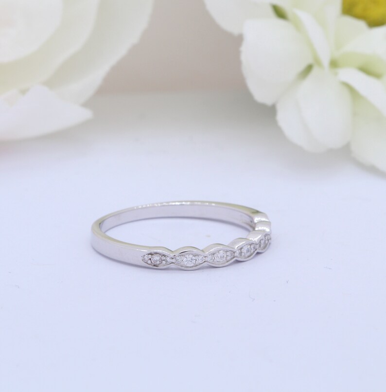 2mm Full Eternity Marquise Round Art Deco Engagement Wedding Band Ring Round Simulated Diamond Solid 925 Sterling Silver Art Deco