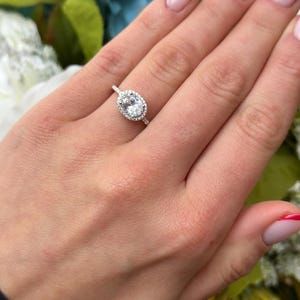 Vintage Art Deco Sideways  1.15 Carat Oval Wedding Engagement Ring Solid 925 Sterling Silver Art Deco Bridal Ring Round Diamond CZ Accent