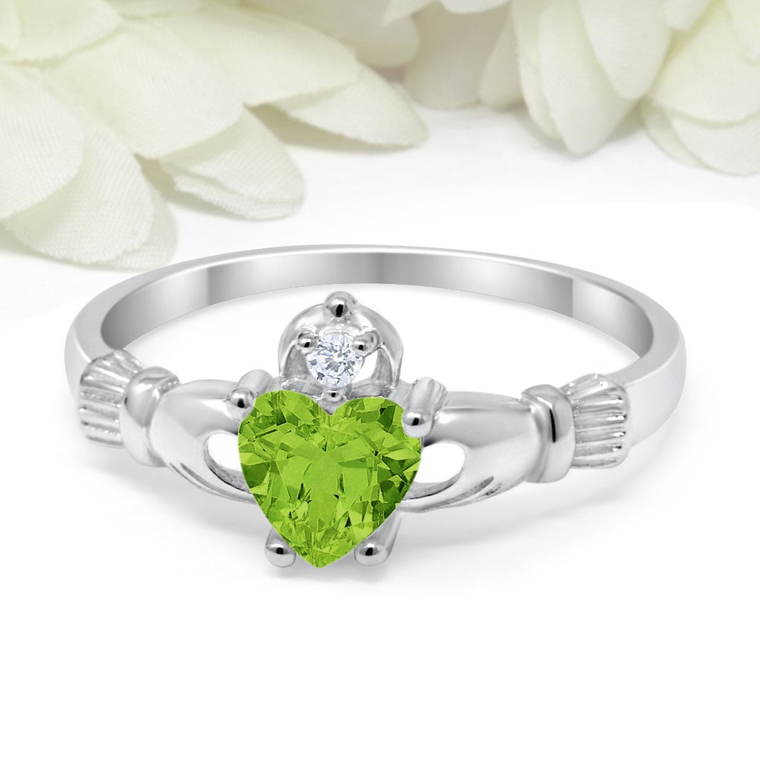 .925 Sterling Silver Irish CZ Stone Claddagh Promise Ring Size 5 6 7 8 9 10