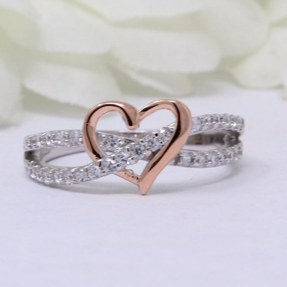 Sterling Silver Opal Infinity Heart Ring | Ben Moss Jewellers