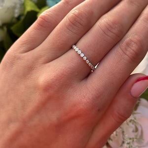 2.5mm Bezel Round Simulated Diamond Wedding Band Full Eternity Stackable Band 925 Sterling Silver Engagement, Band for ring