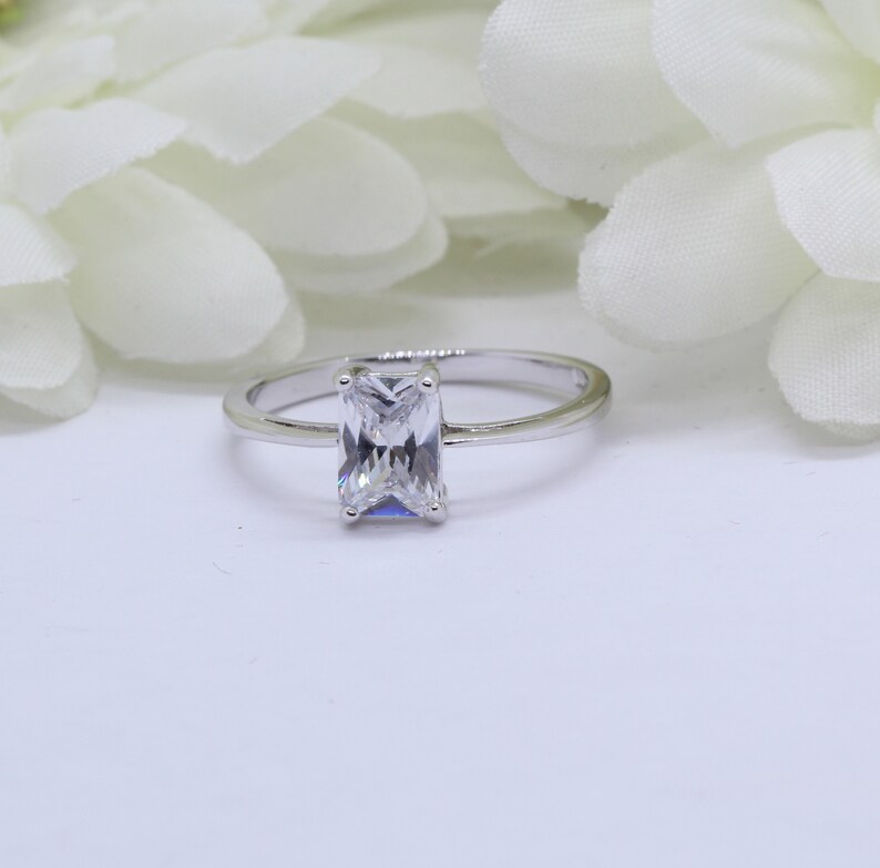 1.14 Carat Radiant Cut Simulated Diamond Solitaire Wedding Engagement Ring Solid 925 Sterling Silver