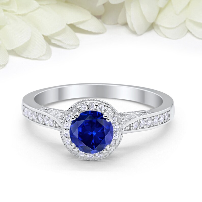 Art Deco Vintage Wedding Halo Engagement Ring 1.50 Carat Round - Etsy