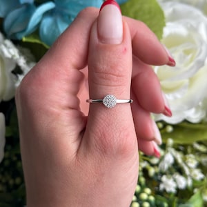 Cluster Petite Dainty Ring Round Diamond CZ Solid 925 Sterling Silver