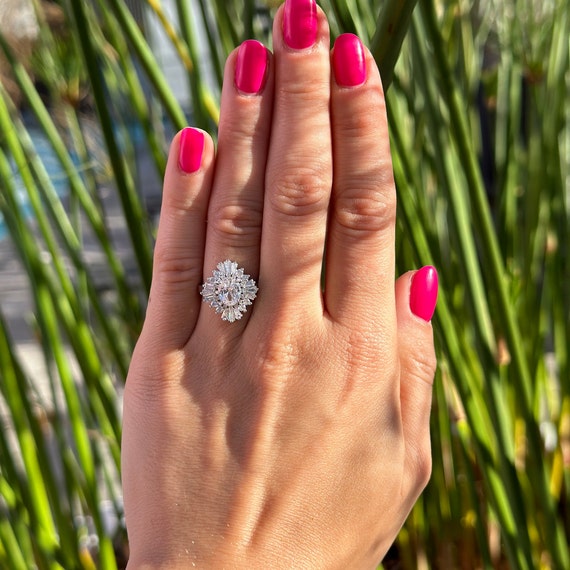Baguette sale halo ring