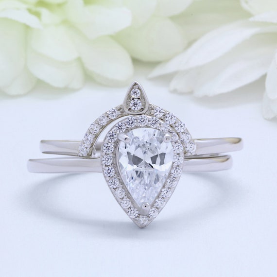 Two piece Wedding band Ring Set, Marquise Cut Cluster Engagement Ring Set  Women | eBay
