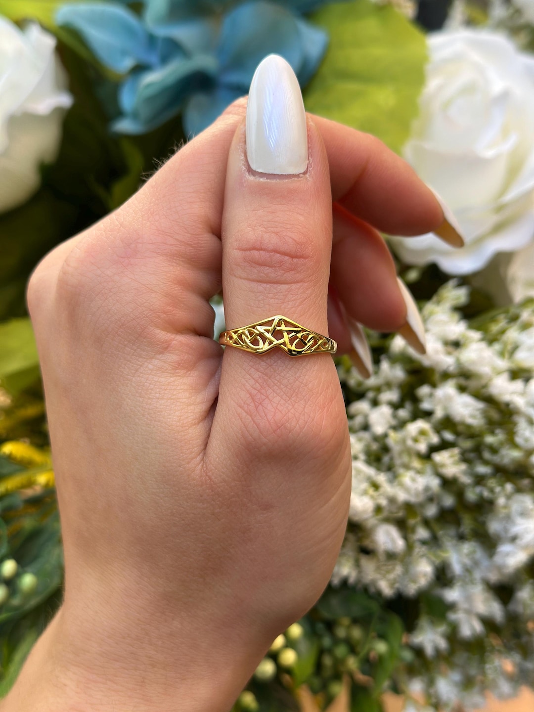 14k Gold Filigree Pentagram Star Ring - 7mm Statement Ring - Etsy