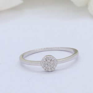 Cluster Petite Dainty Ring Round Diamond CZ Solid 925 Sterling Silver