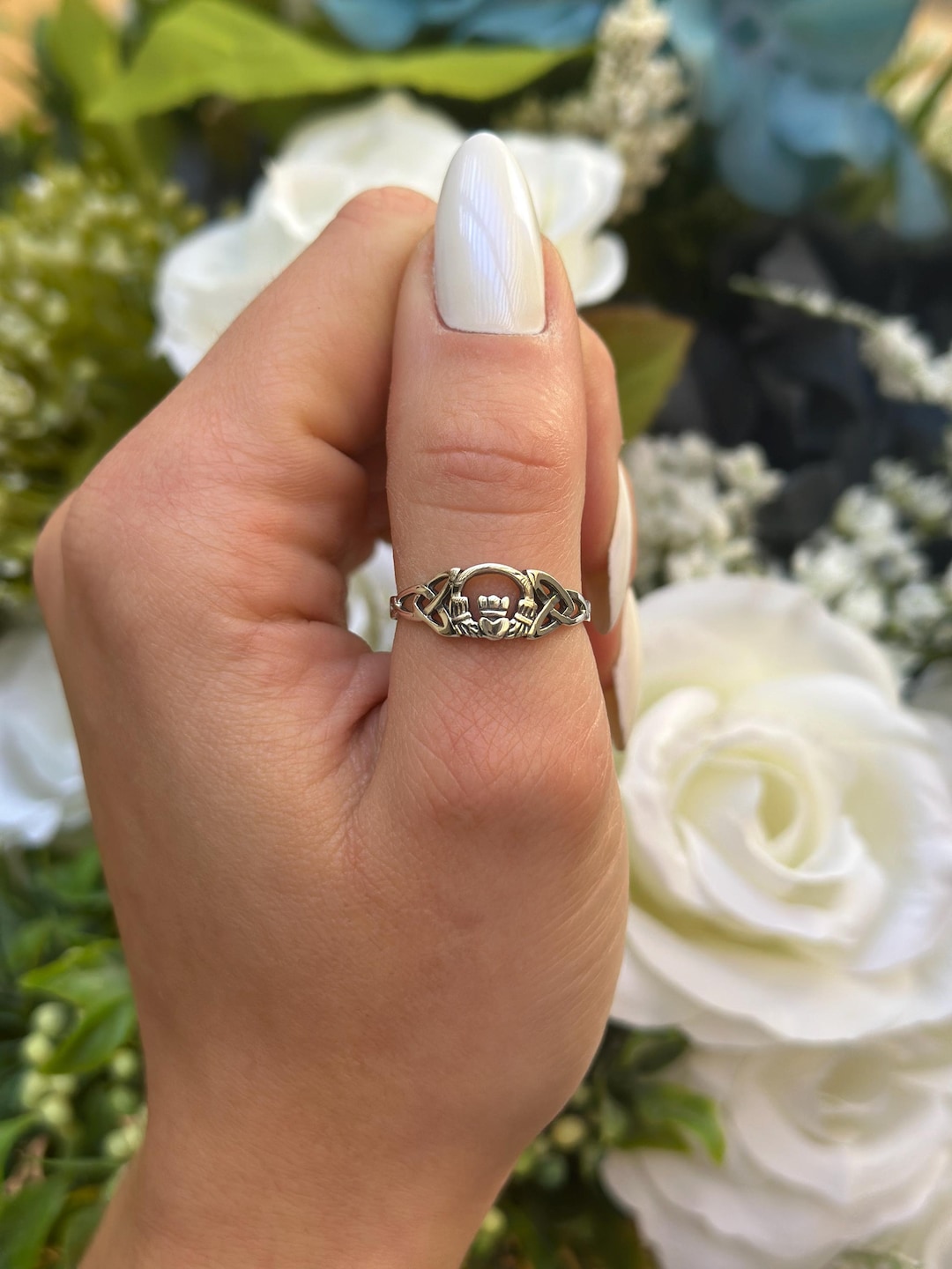 Anillo Claddagh Irlandés De Plata De Ley 925 Símbolo De Amor