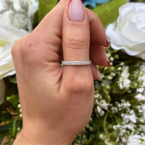 3mm Stacking Eternity Half Eternity Thumb Ring Round Simulated Diamond CZ Wedding Band Ring Art Deco Design 925 Sterling Silver Choose Color