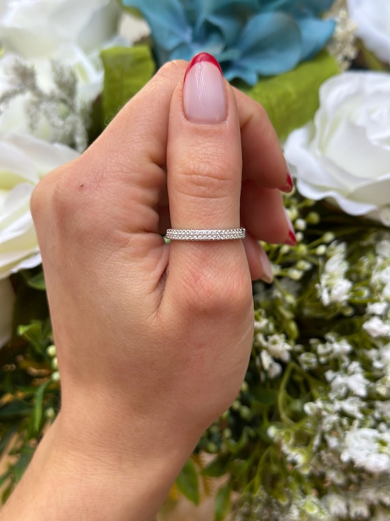 Sterling Silver Simulated Diamond Eternity Band: Art Deco CZ Ring