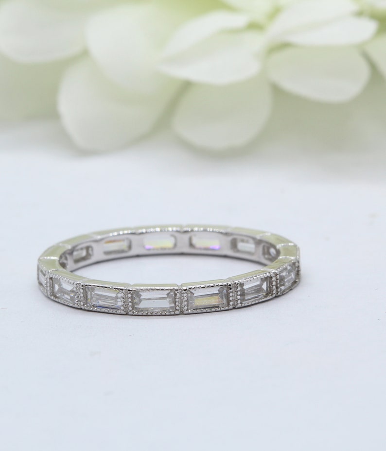 3mm Full Eternity Art Deco Antique Style Wedding Band Ring Etsy