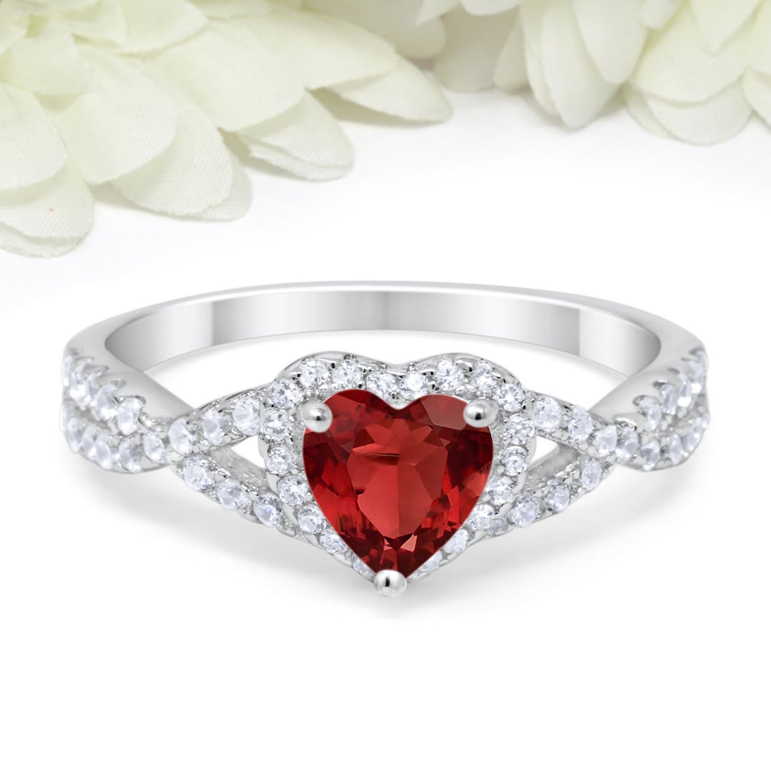 Red heart diamond sale ring