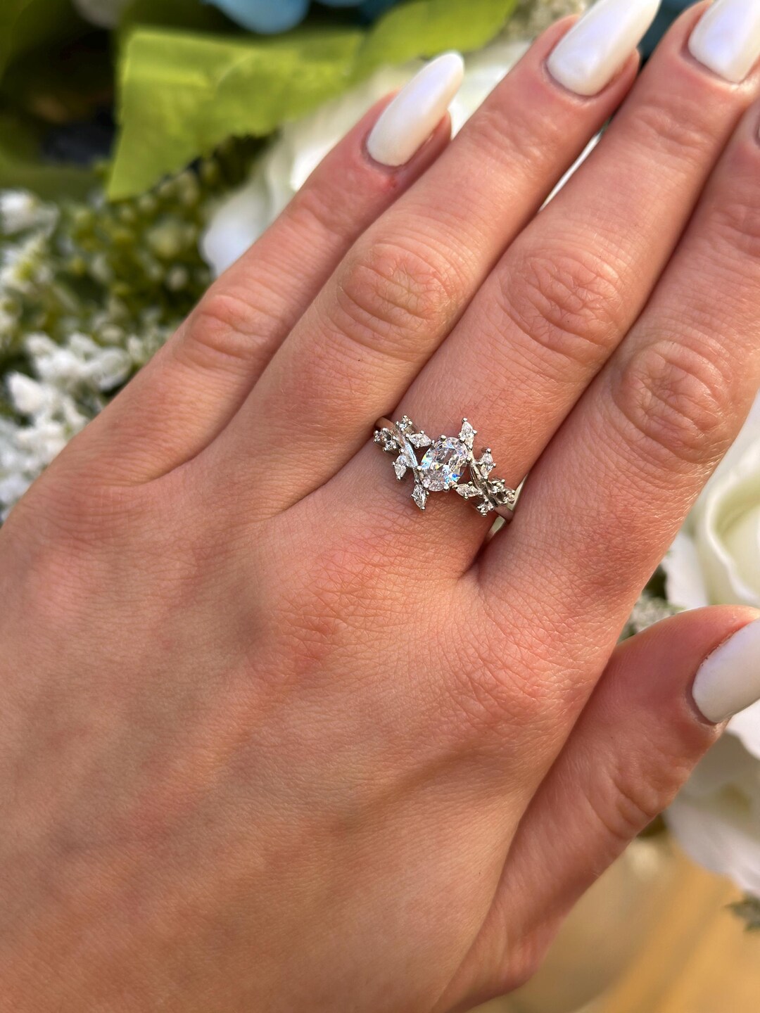 Art Deco Sterling Silver Engagement Ring: 1.20 Carat CZ Vintage Bridal ...