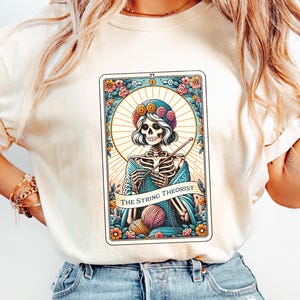 Camiseta de crochet con la carta del tarot: divertida camiseta de tejido, ideal para amantes del lana, de crochet, bonita, regalo de bruja para mamá.