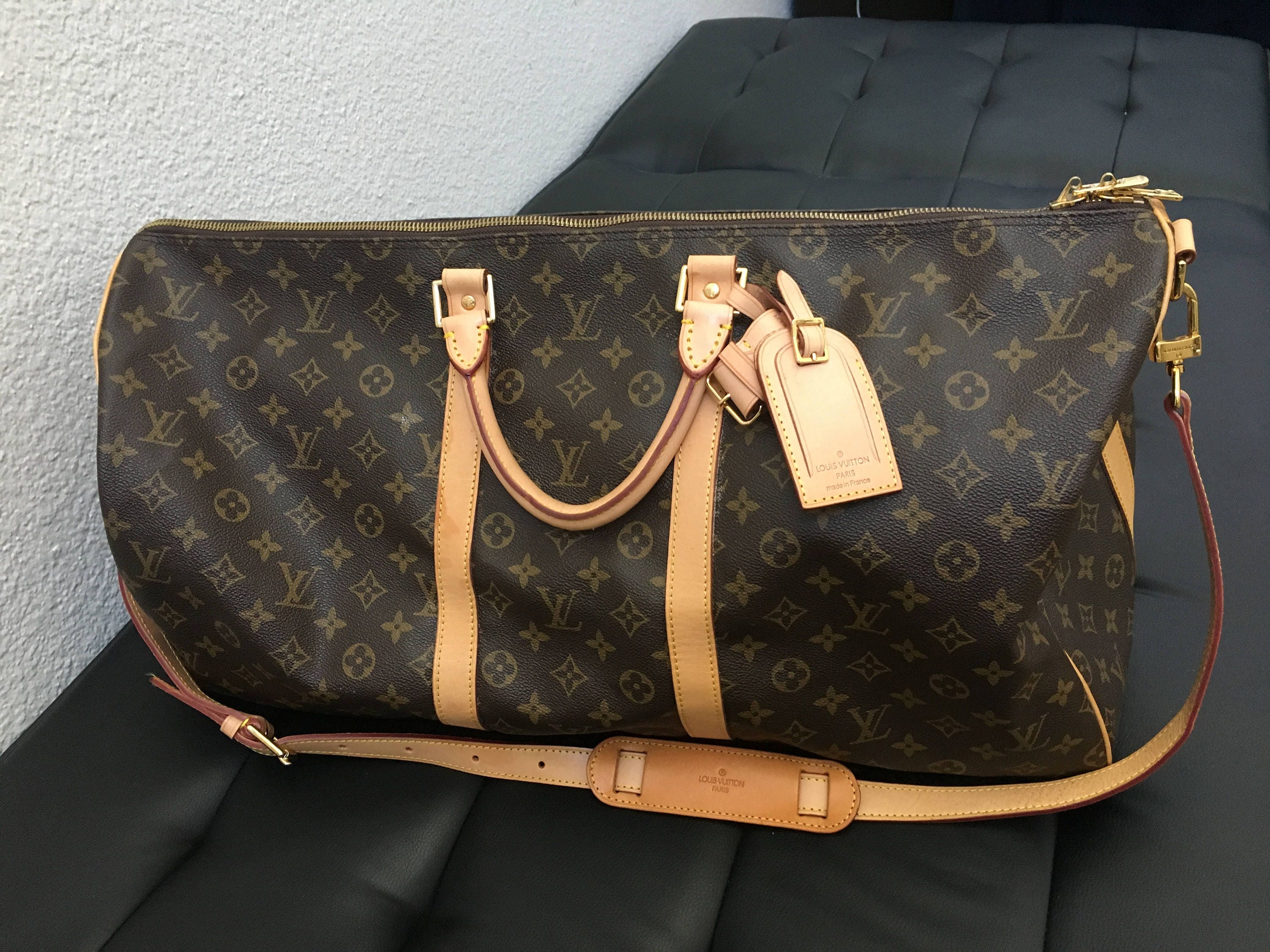 Louis Vuitton, Bags, Beautiful Authentic Lv Keepall 55 Bandouliere W  Strap Travel Bag Monogram