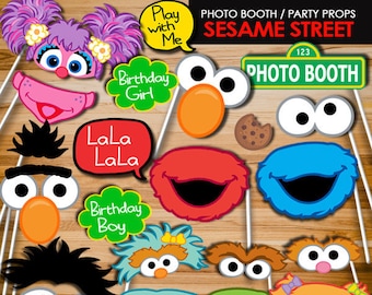 Elmo Sesame Street Photo Booth Props, Elmo party props, Sesame Street party sign, Photo Props, Photo Booth, Party Signs PB9