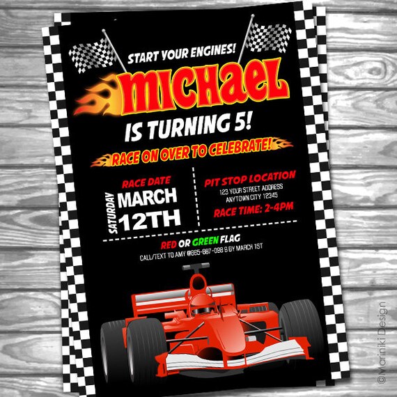 Race Car Birthday Invitation Racing Birthday Invitation Go Etsy