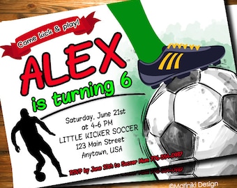 Soccer Invitation, Soccer Birthday Party, Football Invitation, Boys Invitation, Sport Invitation, Teen Birthday Invitation BK76