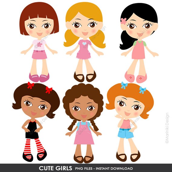Cute Girls Clipart Little Girls Clip Art Children Clipart | Etsy