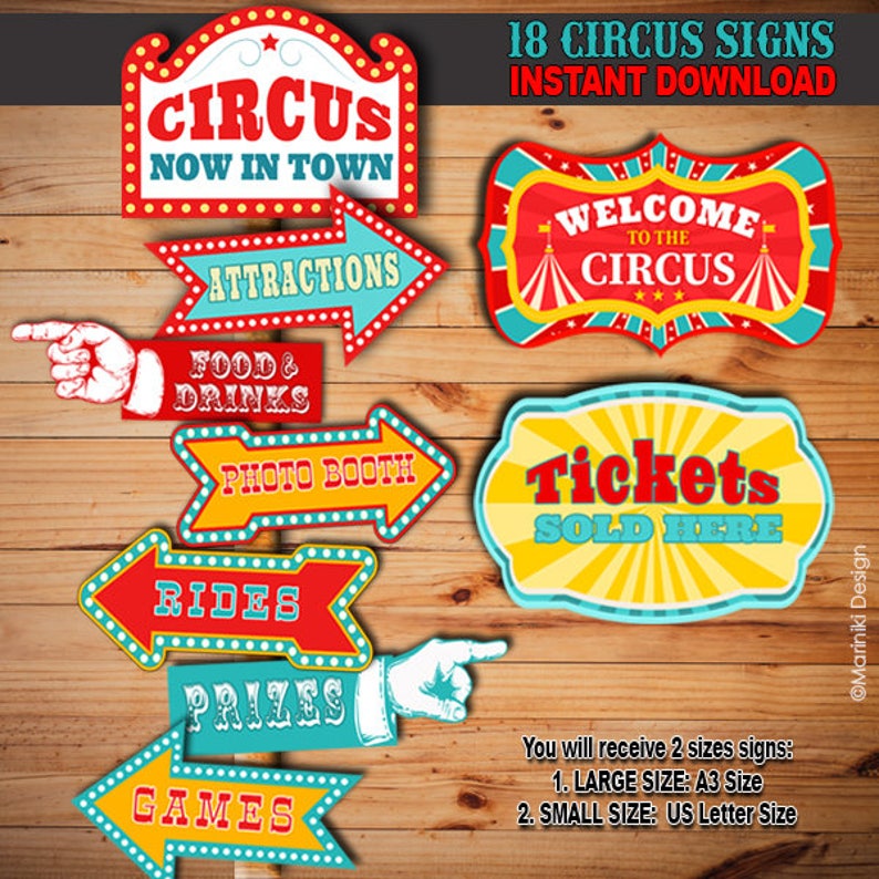Carnival Circus Party Signs Vintage Circus Signs Carnival | Etsy