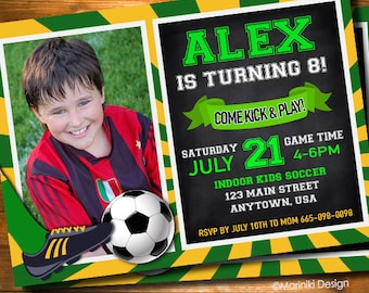 Soccer Invitation, Soccer Birthday Party, Football Invitation, Boys Invitation, Sport Invitation, Teen Birthday Invitation BK77