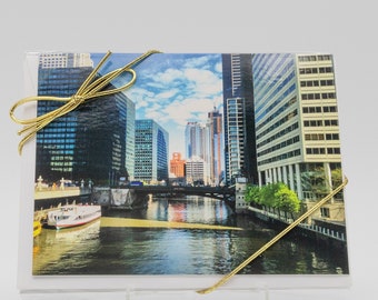 Chicago River, Adams Street Bridge, Blank Note Card, 5.5 x 4.5 inches, 4-Card Packet