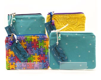Coin Purses, Small Zippered Pouches, Beaded Zipper Pulls