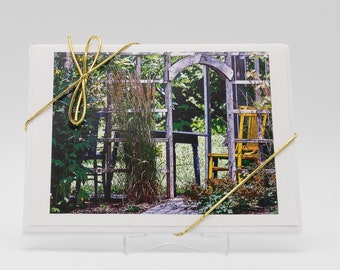 Blank Greeting Card, 6.5 x 4.5, Garden Arbor, Table & Chair, 4-Card Pack, Gift for Women