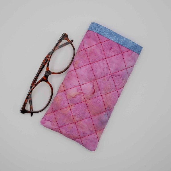 Eyeglass Case, Soft, Diamond Design Quilted Glasses Pouch, Pink Glasses Pouch, Sunglasses Protection