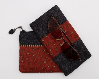 Chicken Feet Print Eyeglass Case, Chicken Feet Print Coin Purse, Zippered Pouch