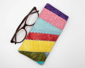 Eyeglass Case, Crazy Quilted Glasses Case, Eyewear Pouch, Decorative Stitched Glasses Case, Sunglass Case