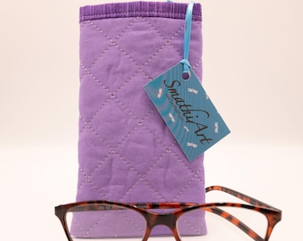 Lavender Quilted Eyeglass Case, Padded Eyewear Glasses Case, Sunglasses Sleeve