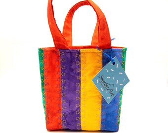 Kid's Striped Tote Bag, Star Stitching, Inside Pocket