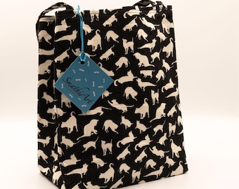 Small Tote, Fabric Gift Bag, Cats Tote