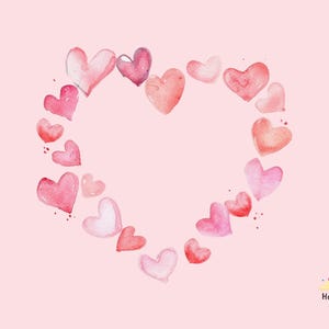 Watercolour Pink Heart Frame - Romantic Valentine&#39;s Day Clipart for DIY Projects, Invitations, and Scrapbooking