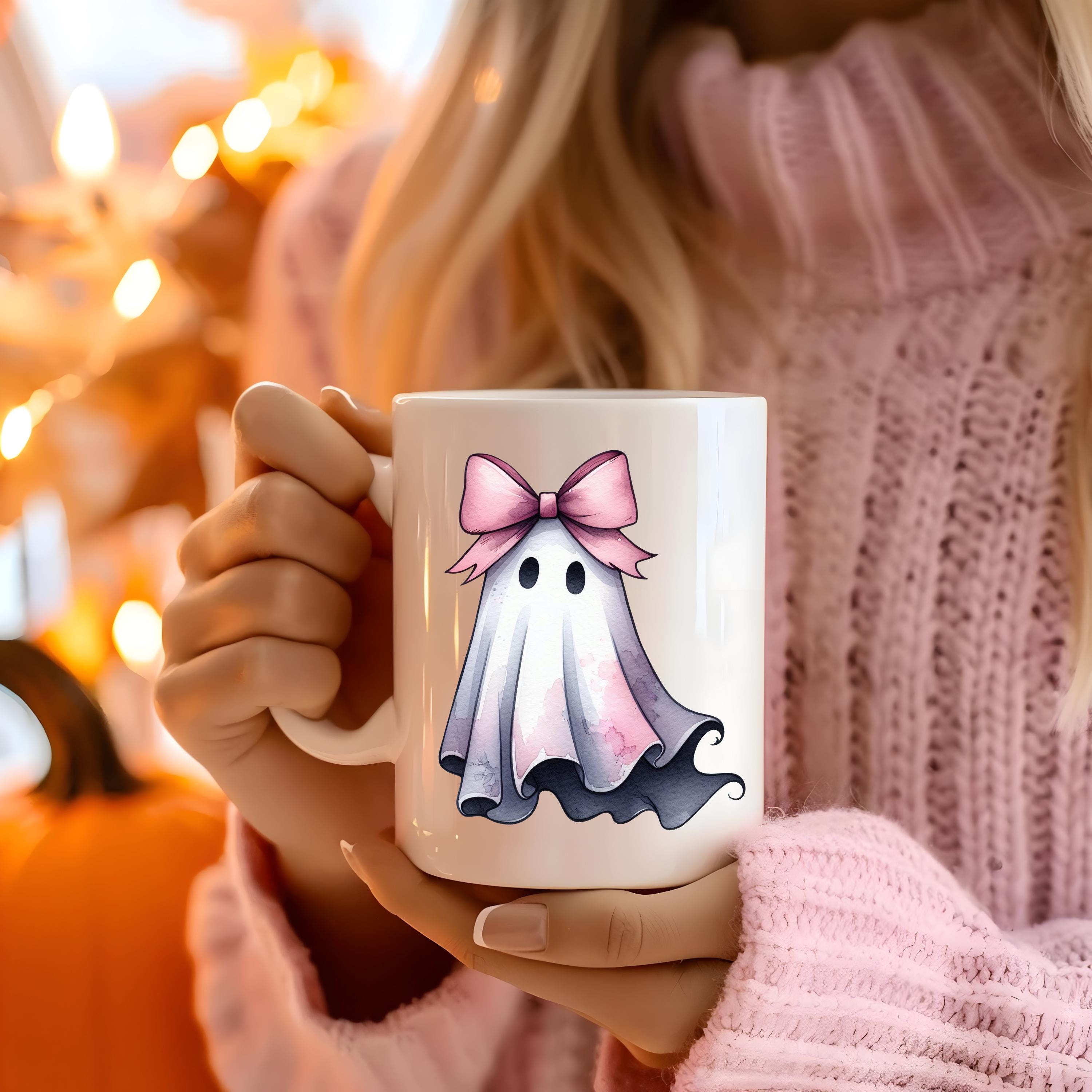 Coquette Ghost With Pink Bow PNG | Halloween Sublimation Design | Cute ...