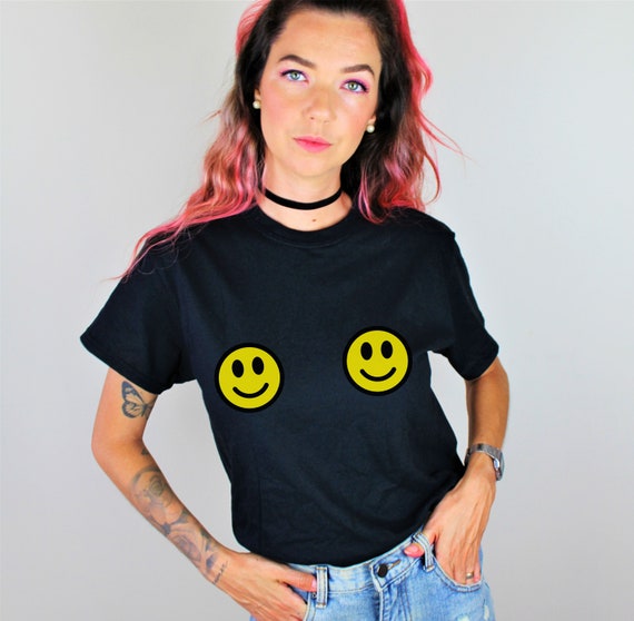 Smiley Boobs Shirt Smile Emoji Tee Smiling Face T-shirt - Etsy
