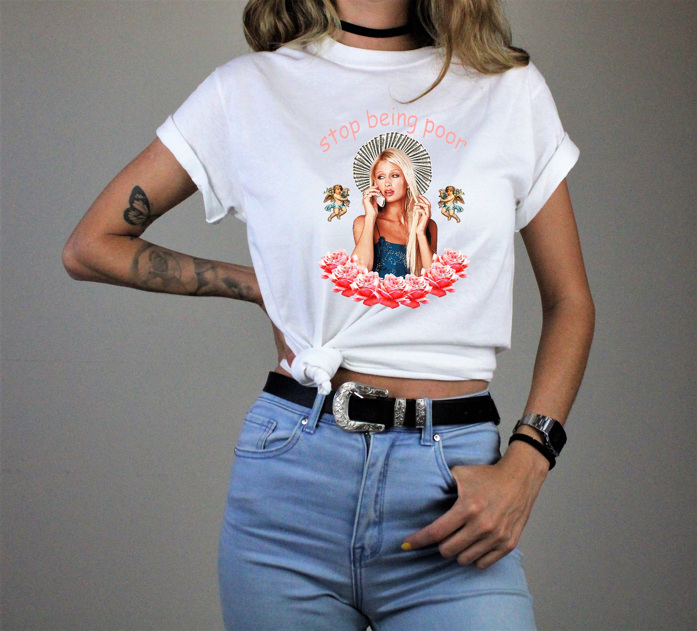 Paris Hilton Shirt Stop Being Poor Tee 00's T-shirt - Etsy UK