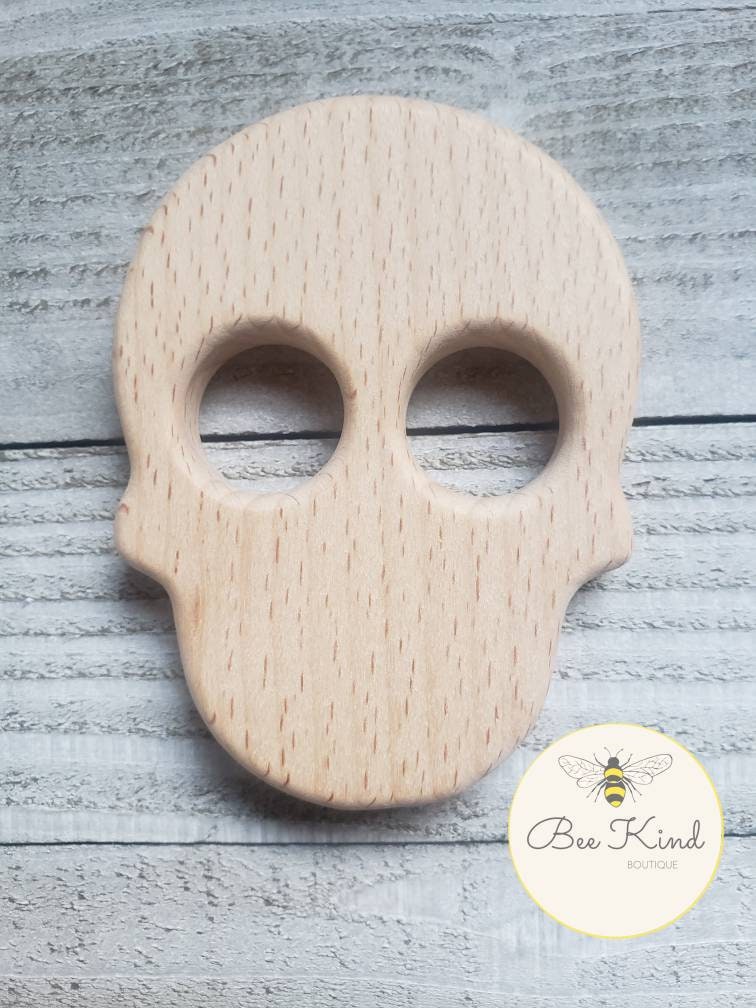Wooden Sugar Skull Teether Halloween Baby Teethers Etsy