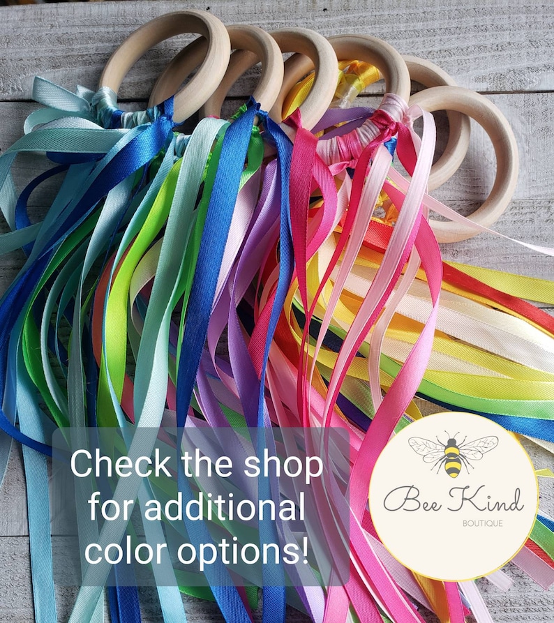 Montessori Hand Kite Bright Rainbow Ribbon Teething Ring