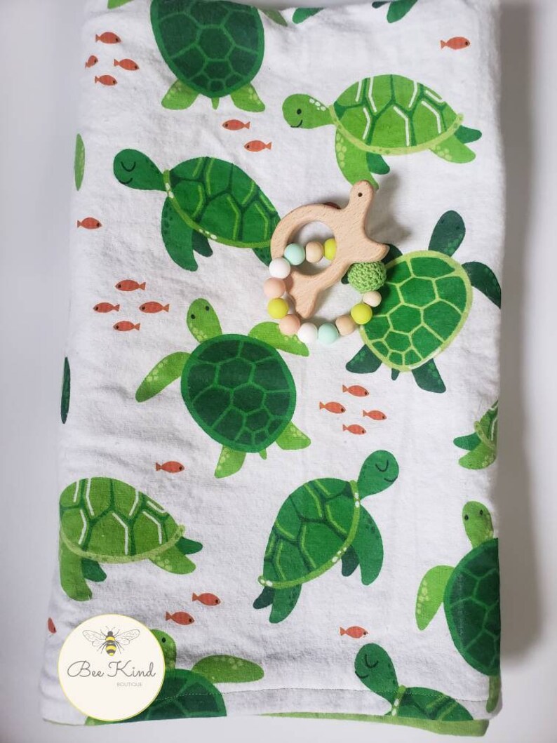 Turtle Cotton Flannel Baby Blanket