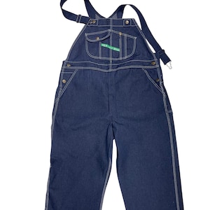Vintage KEY Imperial Overalls , W42 L30 , Dark Wash Overalls , Plus Size Denim Jumpsuit , Denim Dungaree , Unisex Workwear Bib Overalls